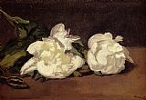 Famous Peonies Paintings - Branch Of White Peonies With Pruning Shears